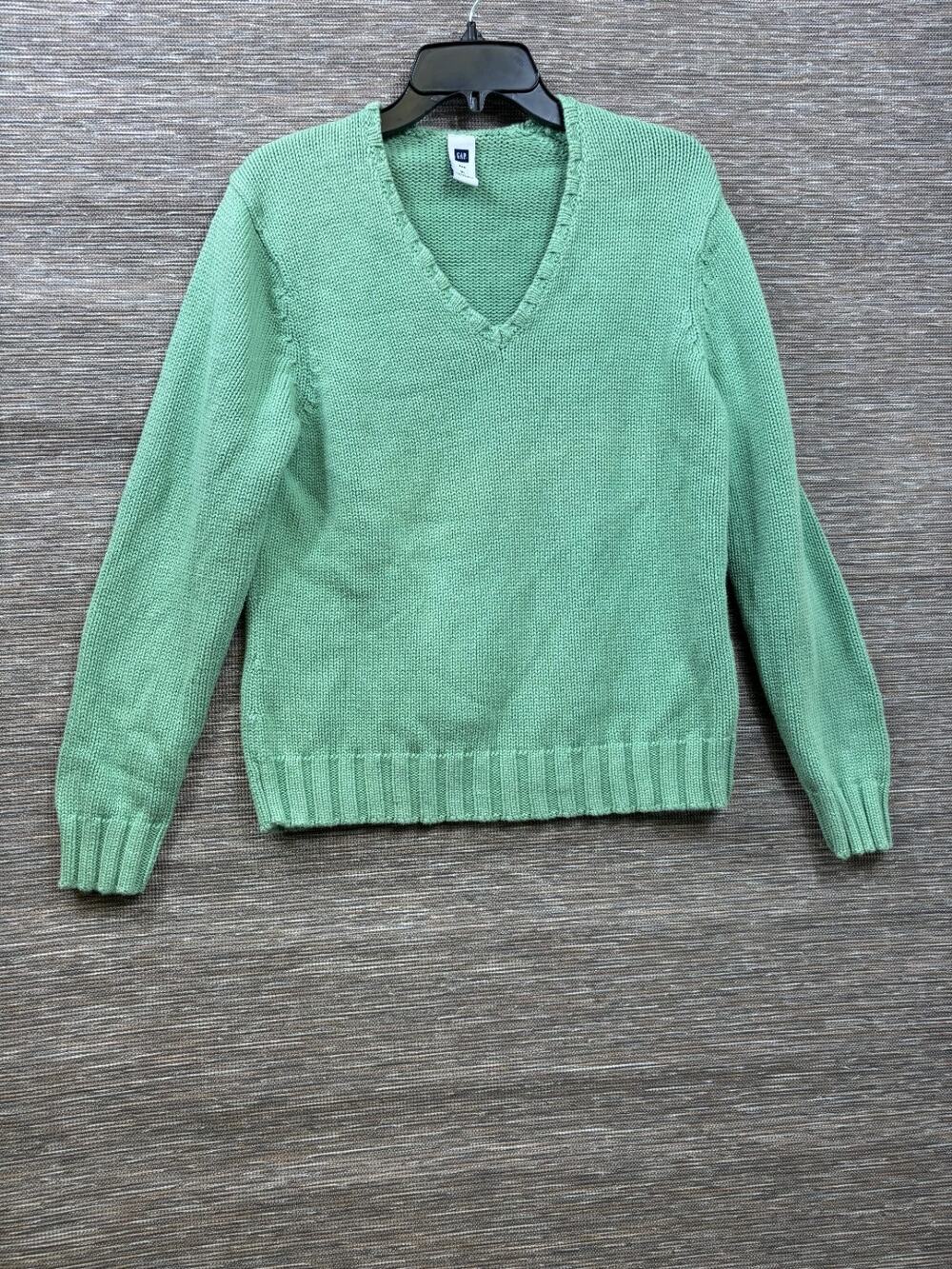 GAP Crossover V-Neck Cotton Sweater Cottage Chunky Knit Preppy Minimalist Sz XL